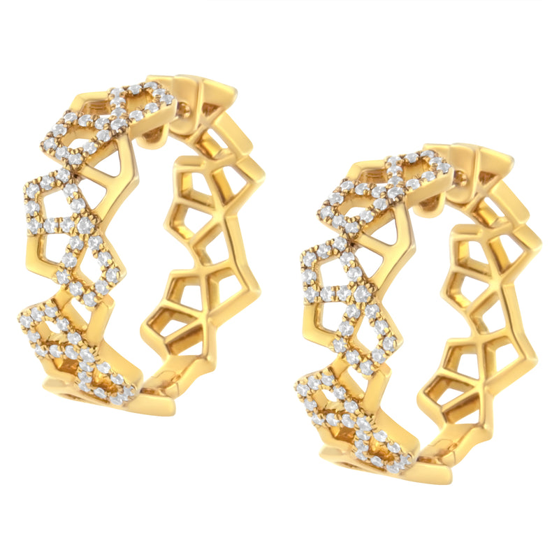 Bids.com 14K Yellow Gold 3/4 Cttw Diamond Honeycomb Hoop Earrings (G-H Color, SI1-SI2 Clarity) - 24MM Earrings