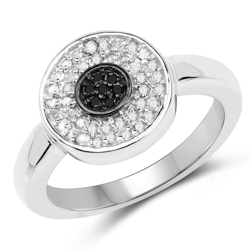 Bids.com 0.20 Carat Genuine Black Diamond and White Diamond .925 Sterling Silver Ring Rings