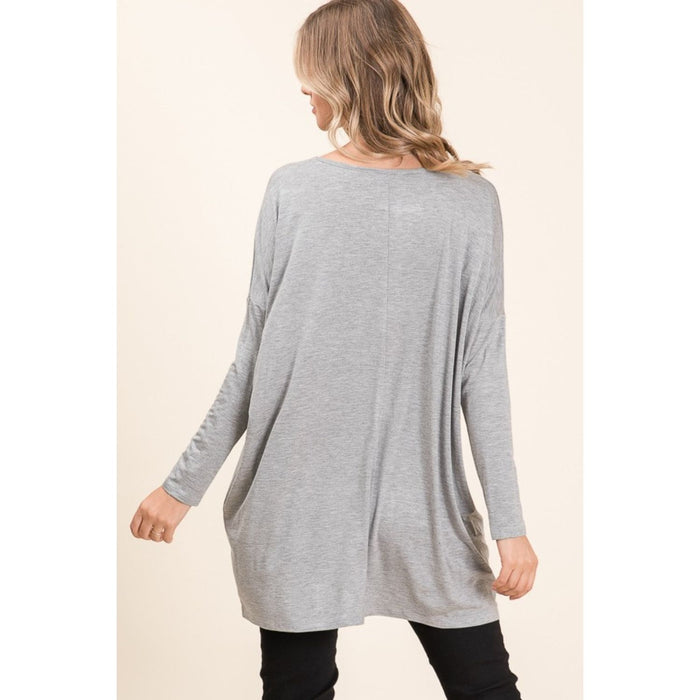 BOMBOM Round Neck Long Sleeve Oversized Top