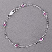 Bids.com 0.65 Carat Genuine Ruby .925 Sterling Silver Bracelet Bracelets