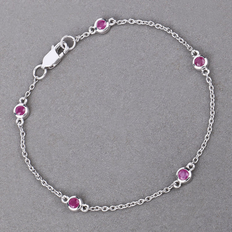 Bids.com 0.65 Carat Genuine Ruby .925 Sterling Silver Bracelet Bracelets