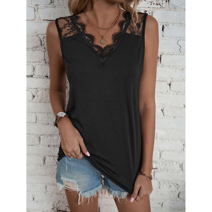 Lace Detail V-Neck Tank