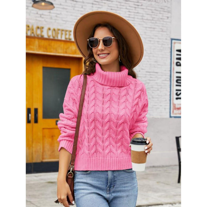 Turtle Neck Cable-Knit Sweater