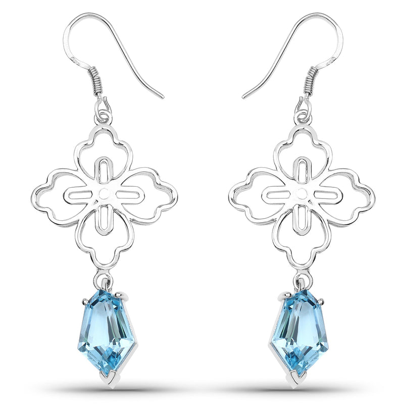Bids.com 12.14 Carat Genuine Swiss Blue Topaz .925 Sterling Silver Earrings Earrings