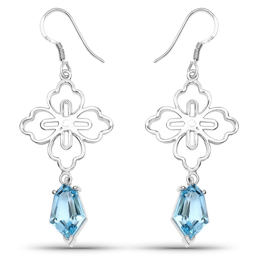Bids.com 12.14 Carat Genuine Swiss Blue Topaz .925 Sterling Silver Earrings Earrings