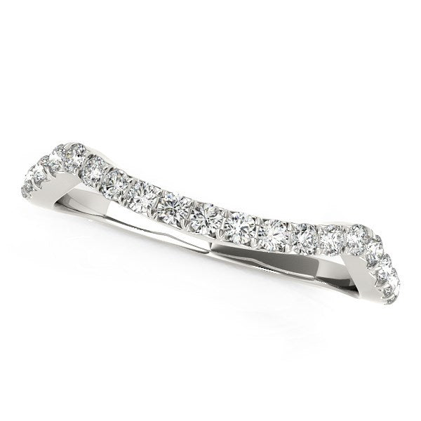 Bids.com 14k White Gold Modern Curvy Design Diamond Wedding Band (1/5 cttw) Rings