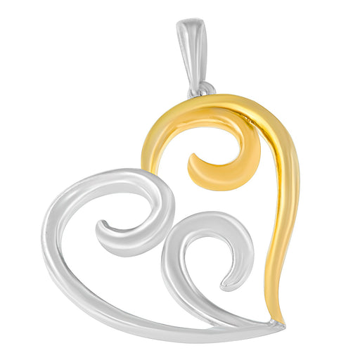 Bids.com 10K Yellow Gold Over .925 Sterling Silver Open Heart with Swirls 18" Box Chain Pendant Necklace Necklaces
