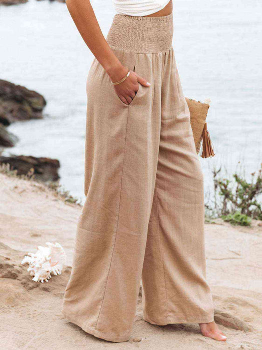 Full Size Smocked Waist Wide Leg Pants by VYSN