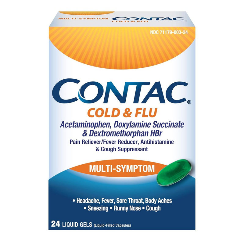 Contac Contac Cold & Flu Multi Symptom 24 Liquid Gels Medicine & Drugs