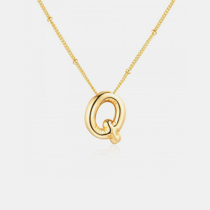 Gold-Plated Letter Pendant Necklace