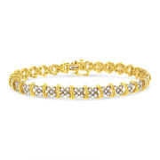 Bids.com 10K Yellow Gold Plated .925 Sterling Silver 2.0 Cttw Round Diamond Cluster "X" Shaped Link Bracelet (H-I Color, I3 Clarity) - 7" Bracelets