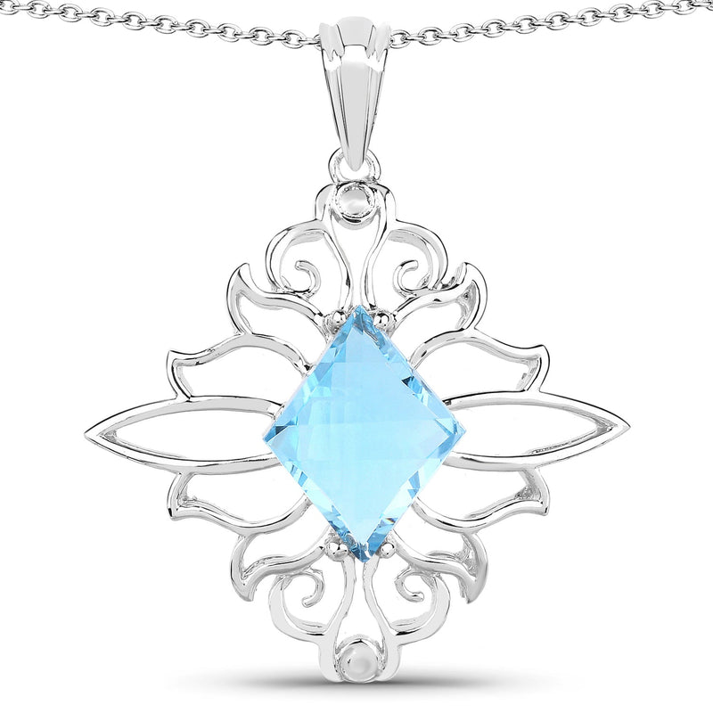 Bids.com 5.15 Carat Genuine Swiss Blue Topaz .925 Sterling Silver Pendant Pendants
