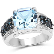 Bids.com 4.98 Carat Genuine Blue Topaz and London Blue Topaz .925 Sterling Silver Ring Rings