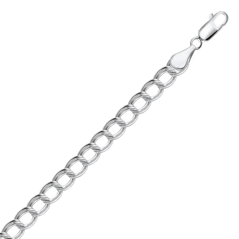 Bids.com Sterling Silver Small Ridged Circular Chain Bracelet with Rhodium Plating Bracelets