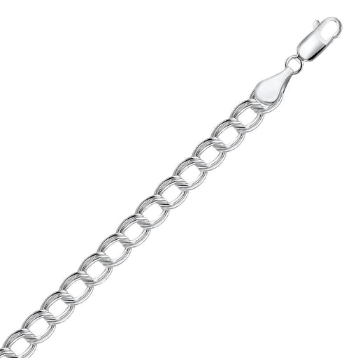 Bids.com Sterling Silver Small Ridged Circular Chain Bracelet with Rhodium Plating Bracelets