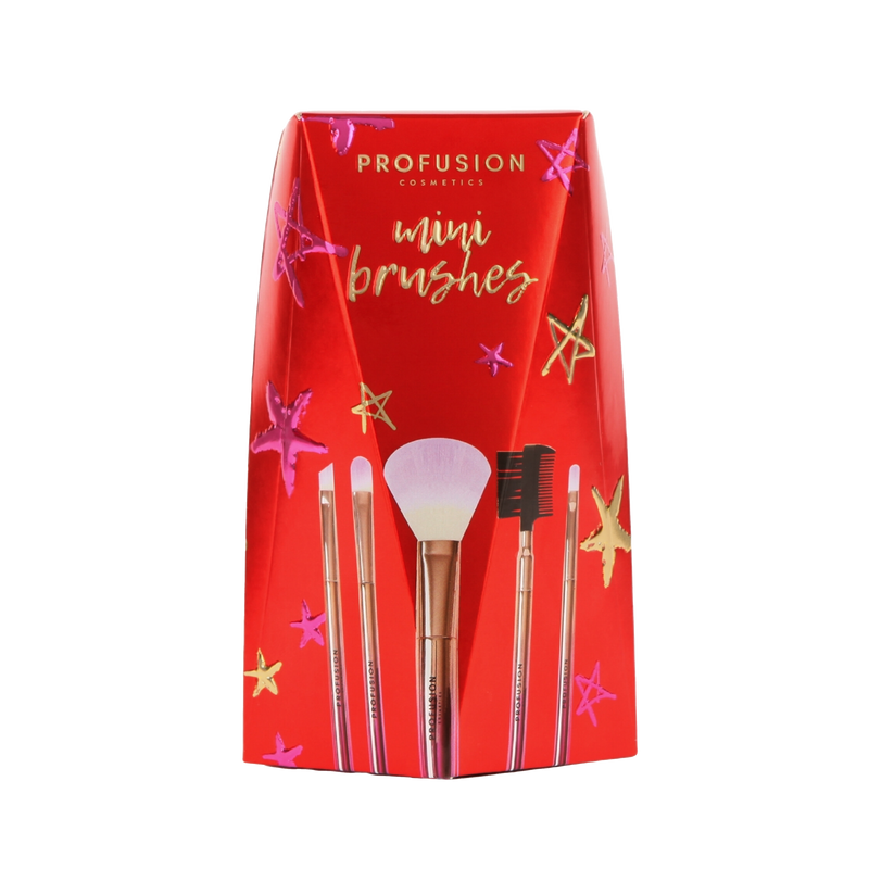 Profusion Cosmetics Crimson Mini Brushes – 5-Piece Mini Brush Set Brush