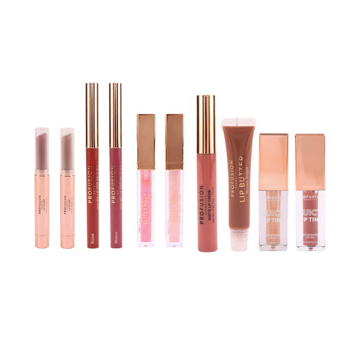 Profusion Cosmetics Crimson Festive Lips – 10-Piece Lip Collection Lips