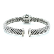 Bids.com Popcorn Texture Cuff Bangle with Blue Topaz and Diamonds in Sterling Silver Bracelets