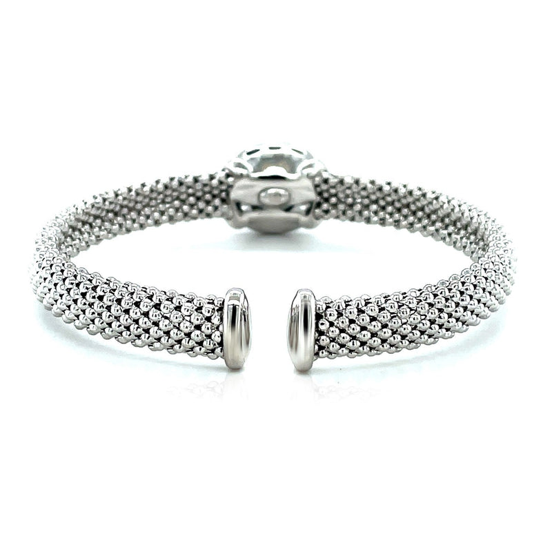 Bids.com Popcorn Texture Cuff Bangle with Blue Topaz and Diamonds in Sterling Silver Bracelets
