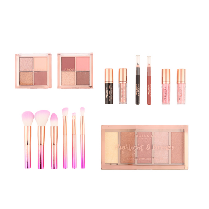 Profusion Cosmetics Crimson Dawn to Dusk Beauty Kit – Complete Collection Bundle Set