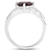 Bids.com 1.67 Carat Genuine Garnet and White Topaz .925 Sterling Silver Ring Rings