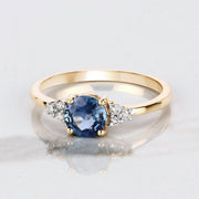 Bids.com 1.08 Carat Genuine Blue Sapphire and White Diamond 14K Yellow Gold Ring Rings