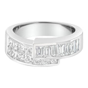Bids.com 14K White Gold 2.0 Cttw Channel-Set Princess and Baguette-Cut Diamond Bypass Ring Band (G-H Color, SI1-SI2 Clarity) - Ring Size 6.5 Rings