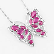 Bids.com 2.88 Carat Genuine Ruby and White Zircon .925 Sterling Silver Necklace Necklaces