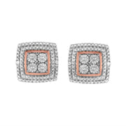 Bids.com 10K Yellow, White, and Rose Gold Plated Sterling Silver Diamond Accent Earrings (I-J Clarity, I3 Color) Earrings