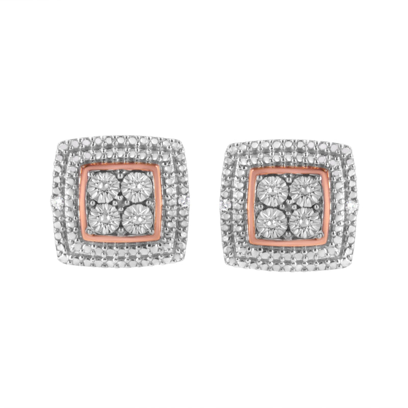 Bids.com 10K Yellow, White, and Rose Gold Plated Sterling Silver Diamond Accent Earrings (I-J Clarity, I3 Color) Earrings