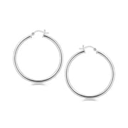 Bids.com Sterling Silver Rhodium Plated Large Polished Classic Hoop Earrings (40mm) Earrings