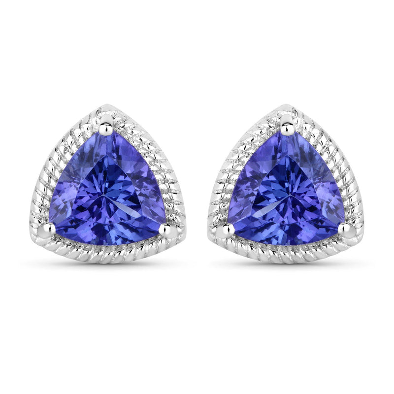 Bids.com 4.24 Carat Genuine Tanzanite 14K White Gold Earrings Earrings