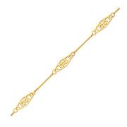 Bids.com 14k Yellow Gold Anklet with Fancy Diamond Shape Filigree Stations Accessories