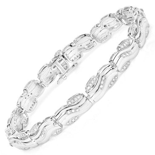 Bids.com 0.84 Carat Genuine White Diamond .925 Sterling Silver Bracelet Bracelets