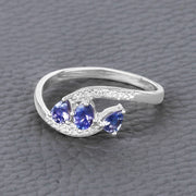 Bids.com 0.51 Carat Genuine Tanzanite and White Diamond 14K White Gold Ring Rings
