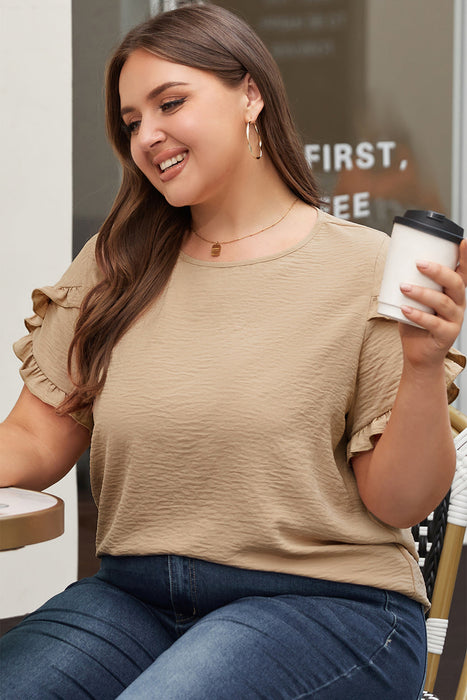 Ruffled Short Sleeve Plus Size Top