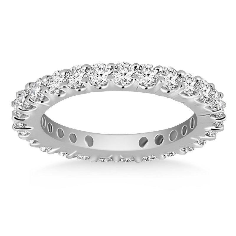 Bids.com 14k White Gold Common Prong Round Diamond Eternity Ring Rings