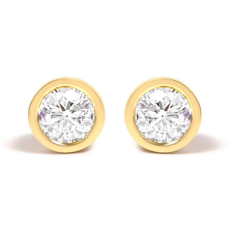 Bids.com 14K White Gold 1.0 Cttw Lab Grown Diamond Screw-Back Classic Bezel Solitaire Stud Earrings (G-H Color, VS2-SI1 Clarity) Earrings