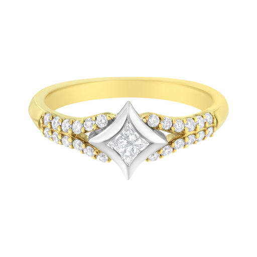 Bids.com 10K Two Tone Color 1/2 Cttw Diamond Kite and Split Shank Ring (H-I Color,SI2-I1 Clarity) Rings