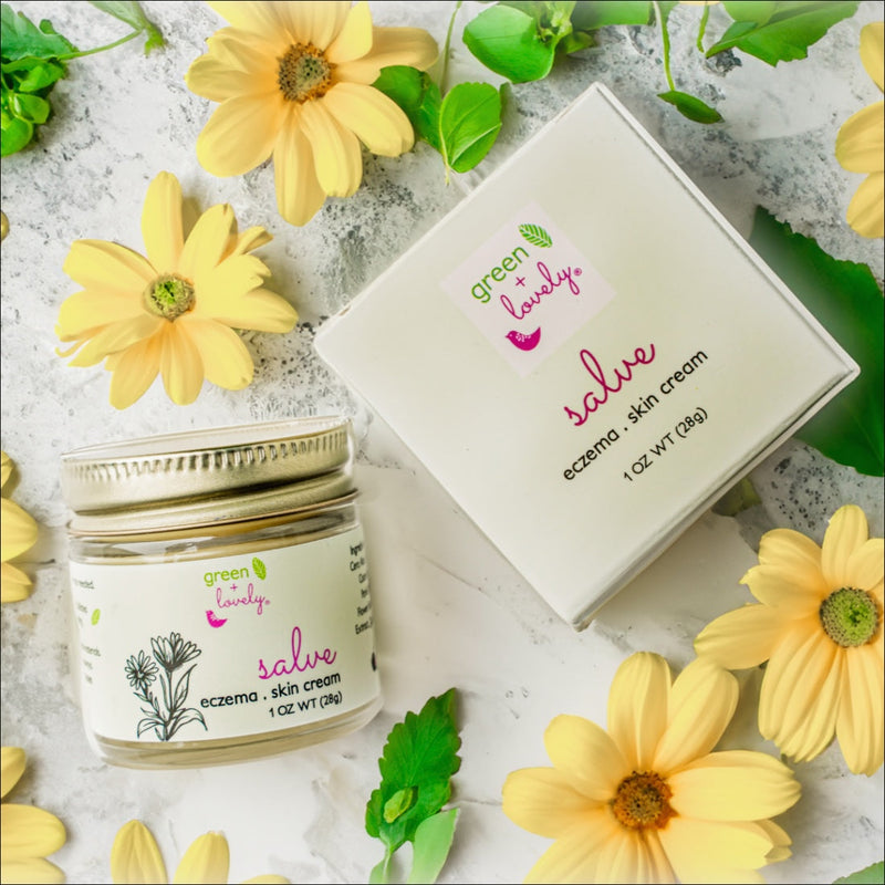 Green + Lovely Salve with added Comfrey, Healing, Organic Skin Cream {glass} Nature's Herbal Calendula Salve. Healing Ointment.