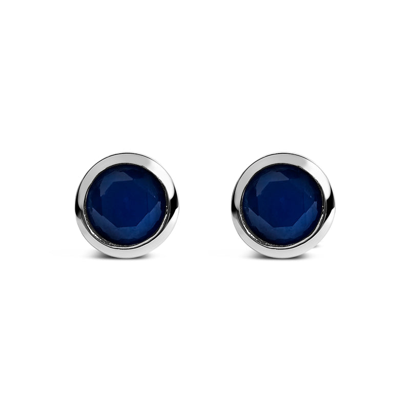 Bids.com .925 Sterling Silver 6MM Bezel Set Created Purple Amethyst Solitaire Stud Earrings Earrings
