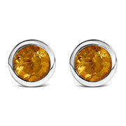 Bids.com .925 Sterling Silver 6MM Bezel Set Created Purple Amethyst Solitaire Stud Earrings Earrings