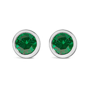 Bids.com .925 Sterling Silver 6MM Bezel Set Created Purple Amethyst Solitaire Stud Earrings Earrings