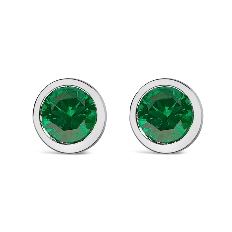 Bids.com .925 Sterling Silver 6MM Bezel Set Created Purple Amethyst Solitaire Stud Earrings Earrings