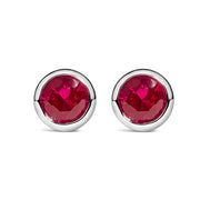 Bids.com .925 Sterling Silver 6MM Bezel Set Created Purple Amethyst Solitaire Stud Earrings Earrings