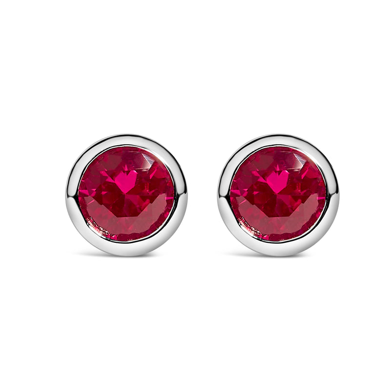 Bids.com .925 Sterling Silver 6MM Bezel Set Created Purple Amethyst Solitaire Stud Earrings Earrings
