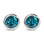 Bids.com .925 Sterling Silver 6MM Bezel Set Created Purple Amethyst Solitaire Stud Earrings Earrings