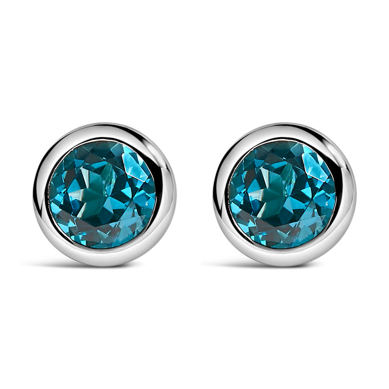Bids.com .925 Sterling Silver 6MM Bezel Set Created Purple Amethyst Solitaire Stud Earrings Earrings
