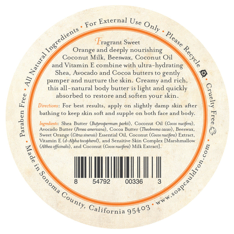 Soap Cauldron Body Butter Sweet Orange & Coconut