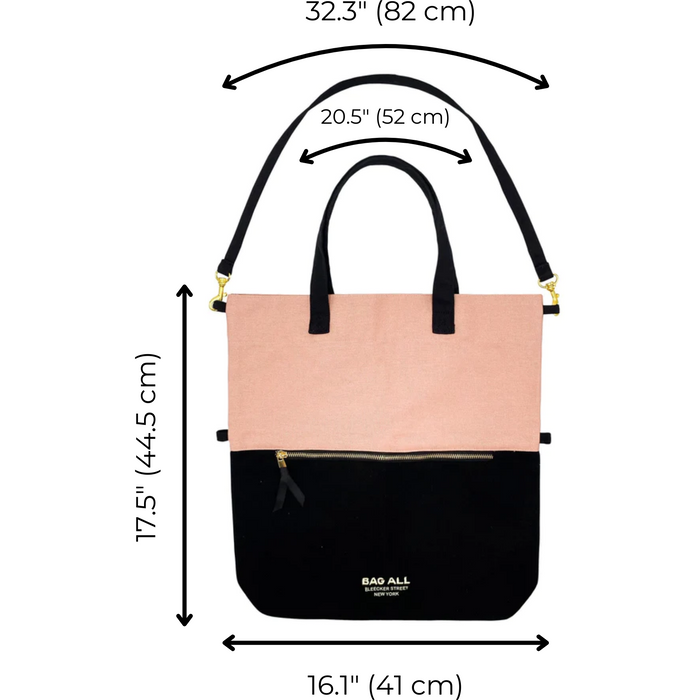 Bag-All - 3 Way Tote, Cross Body, Hand Held, Folded, Pink/Black, New York